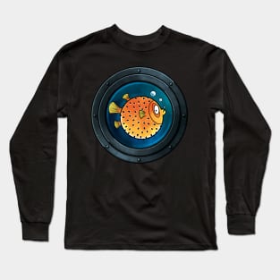 Pufferfish through a porthole Long Sleeve T-Shirt